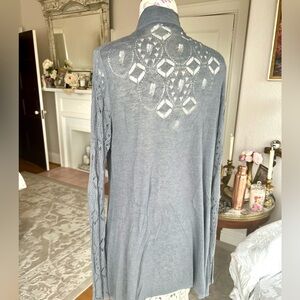 Autumn Cashmere Blue Grey Long sleeve cardigan sweater - fits a medium/large